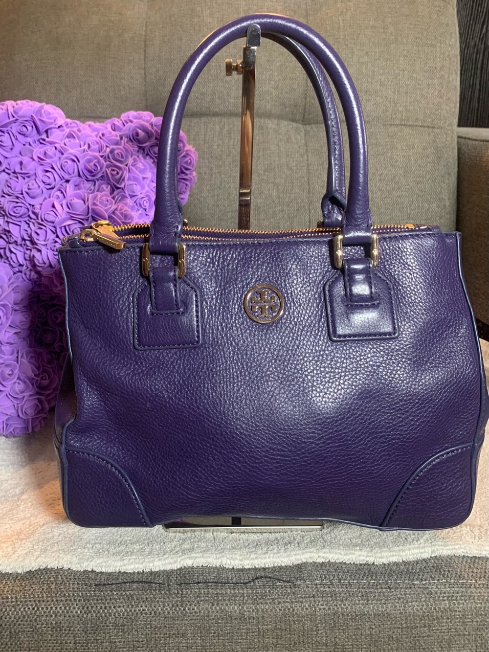 GUC Tory Burch Deep Purple Two Way Tote